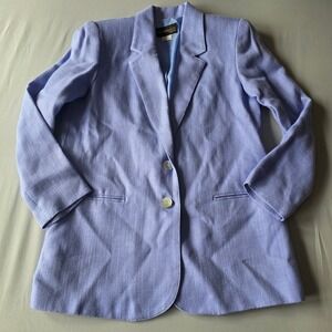 Requirements 4 Petite Blazer Blue Rayon Blend Made USA‎ Vintage colorful preppy